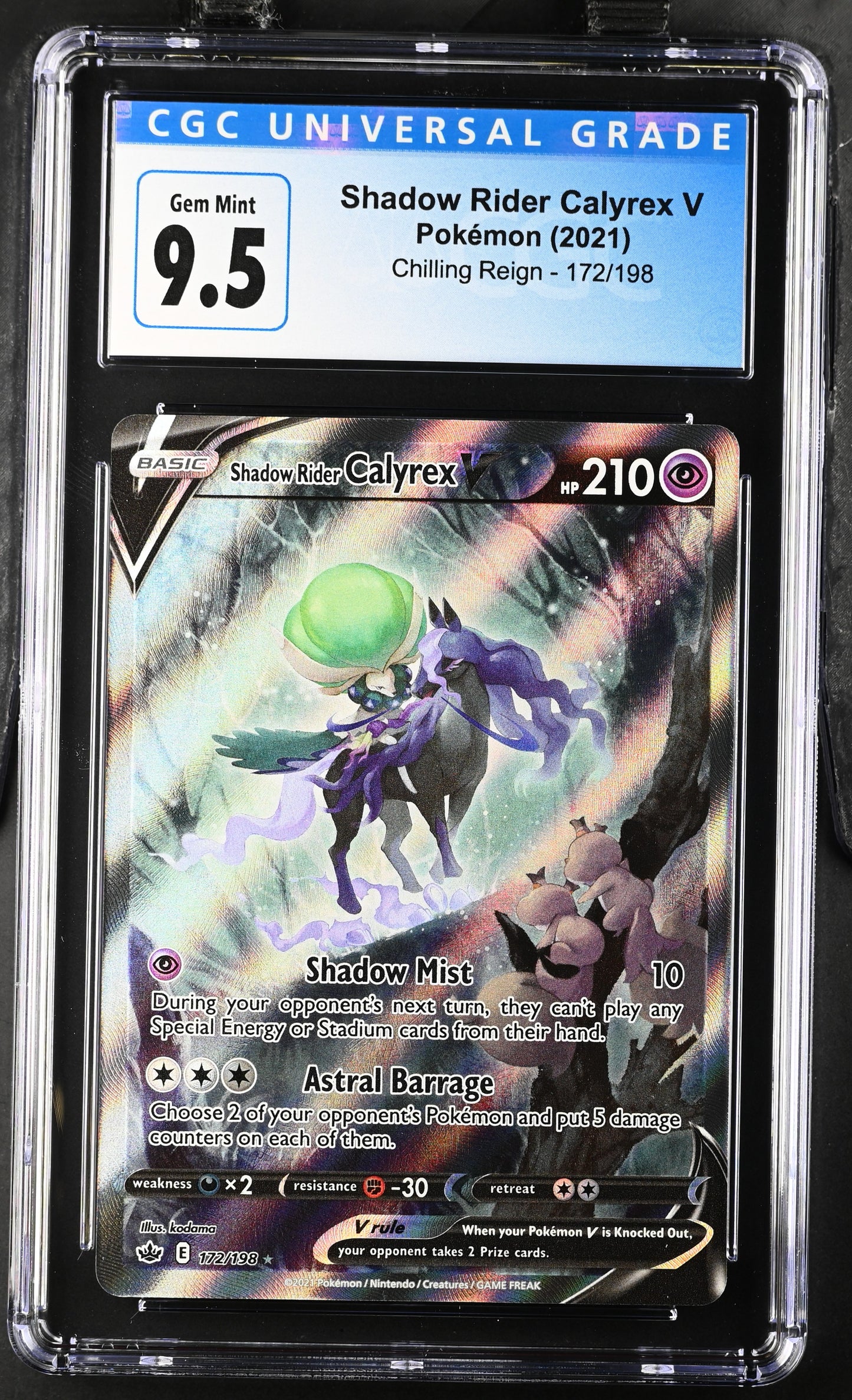 2021 Chilling Reign Shadow Rider Calyrex V #172/198 CGC 10