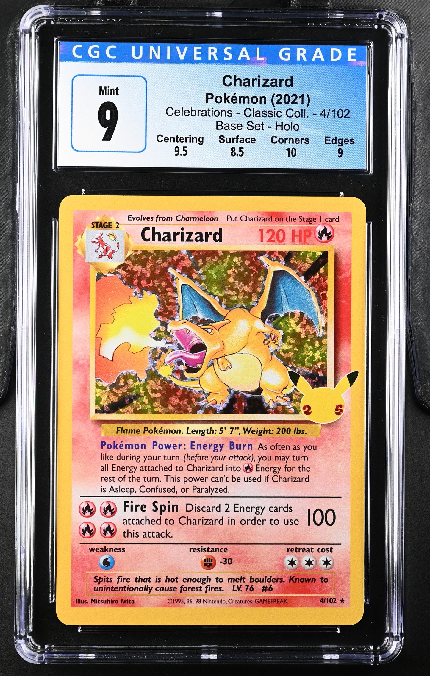 2021 Celebrations - Classic Collection Charizard #4/102 Base Set,Holo,Rare CGC 9