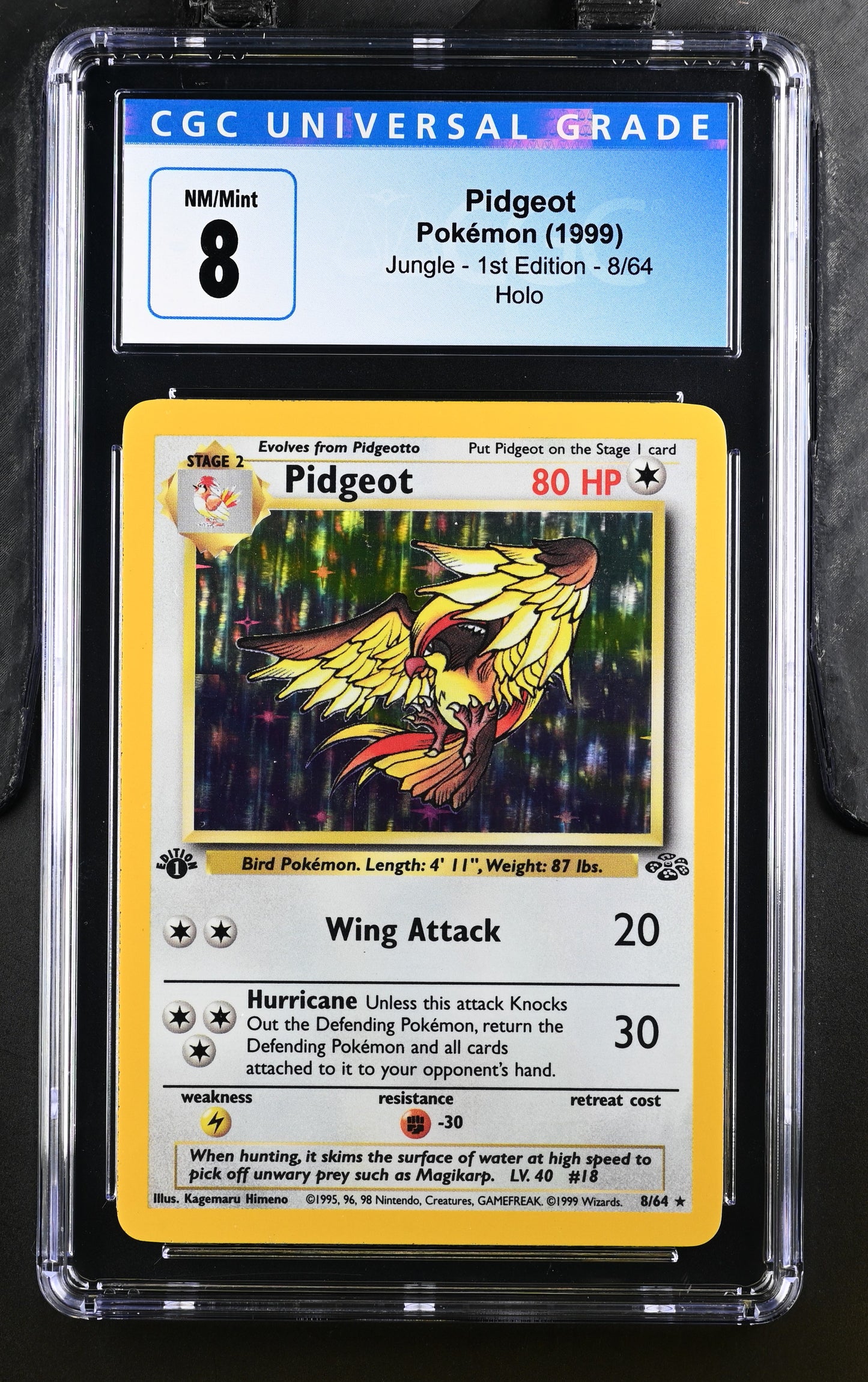 1999 Jungle - 1st Edition Pidgeot #8/64 Holo,Rare CGC 8