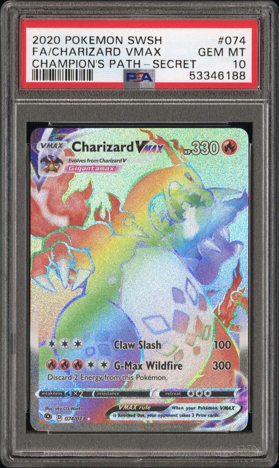 2020 Pokemon Sword & Shield Champion'S Path #074 Fa/Charizard Vmax PSA 10