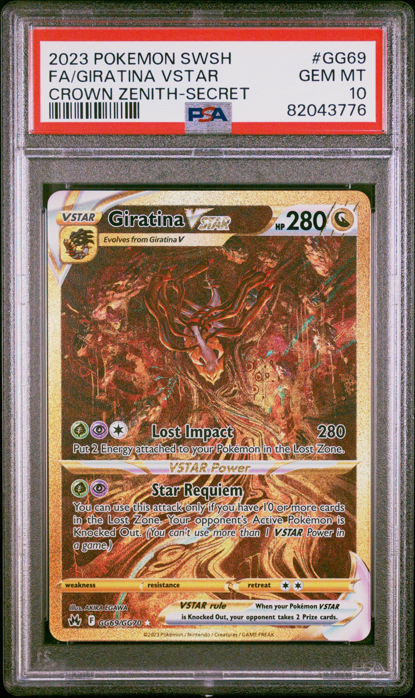 2023 Pokemon Sword And Shield Crown Zenith Fa/Giratina Vstar #GG69 PSA 10