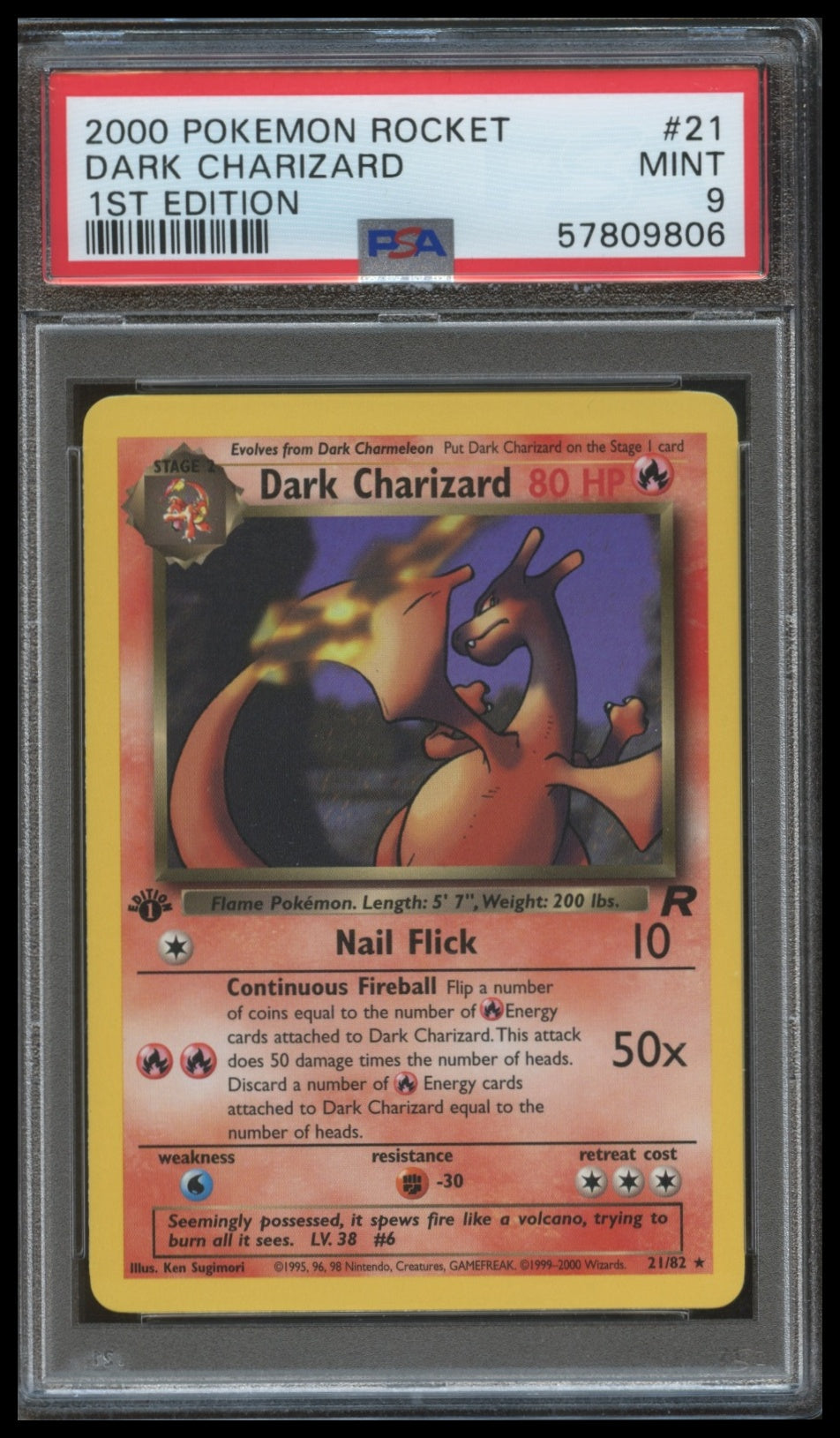 2000 Pokemon Rocket Dark Charizard #21 1st Edition PSA 9