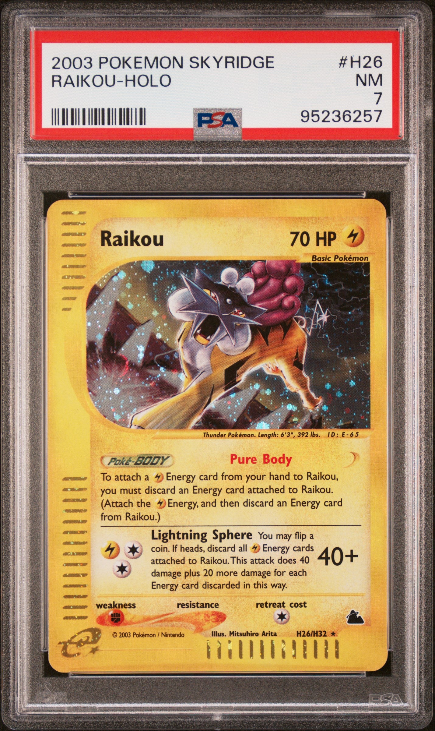 2003 Pokemon Skyridge Raikou-Holo #H26 PSA 7