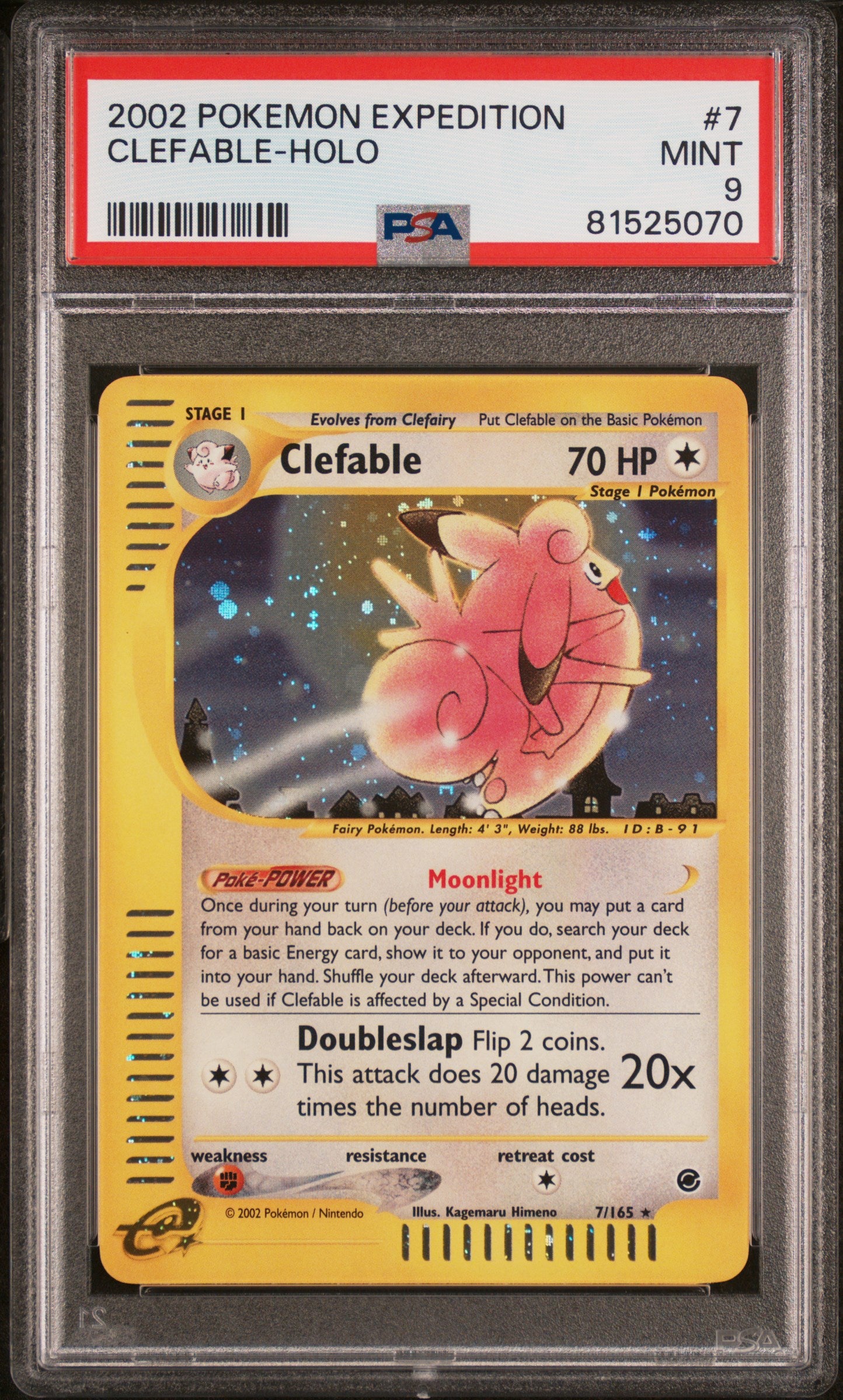 2002 Pokemon Expedition Clefable Holo #7 PSA 9