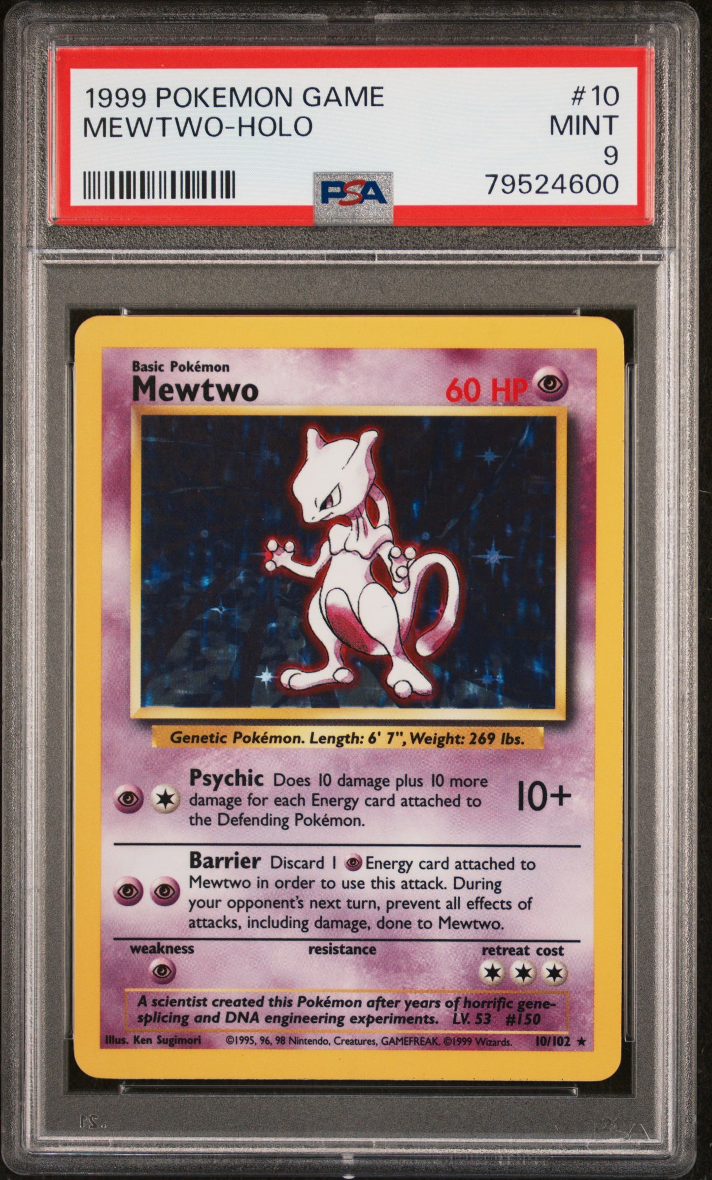 1999 Pokemon Game Mewtwo Holo #10 PSA 9