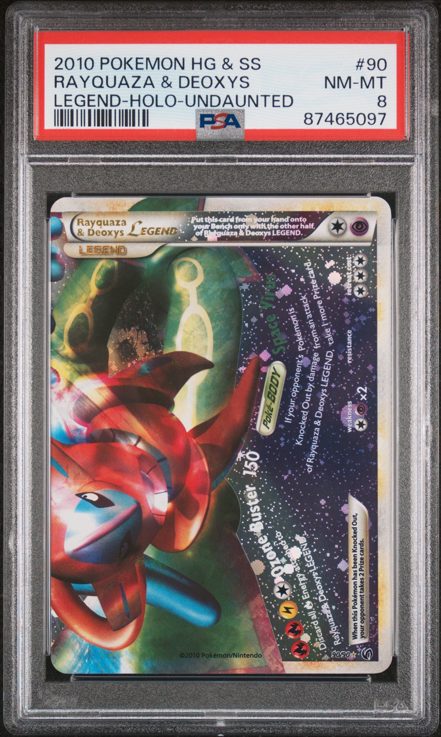 2010 Pokemon Heartgold & Soulsilver Undaunted Rayquaza & Deoxys #90 PSA 8