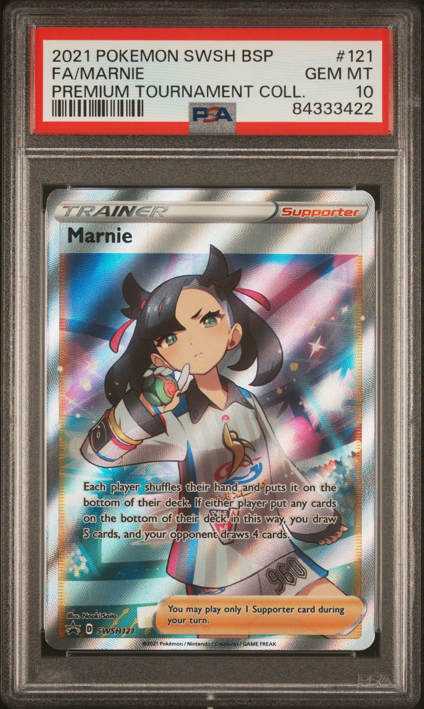 2021 Pokemon Swsh Black Star Promo Fa/Marnie #121 PSA 10