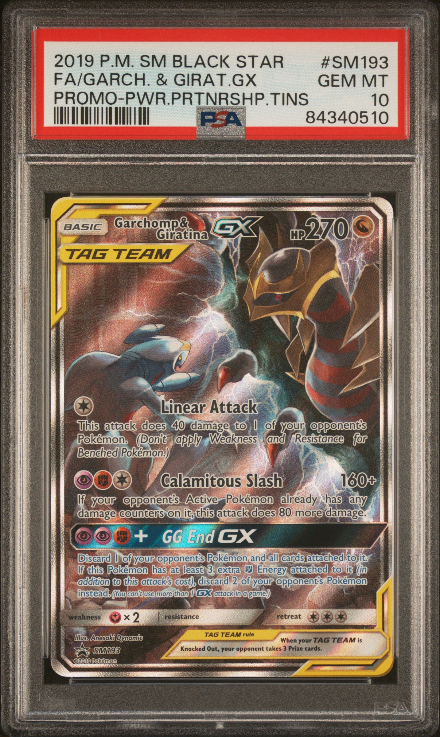 2019 Pokemon SM Promo Fa/Garchomp & Giratina Gx #SM193 PSA 10