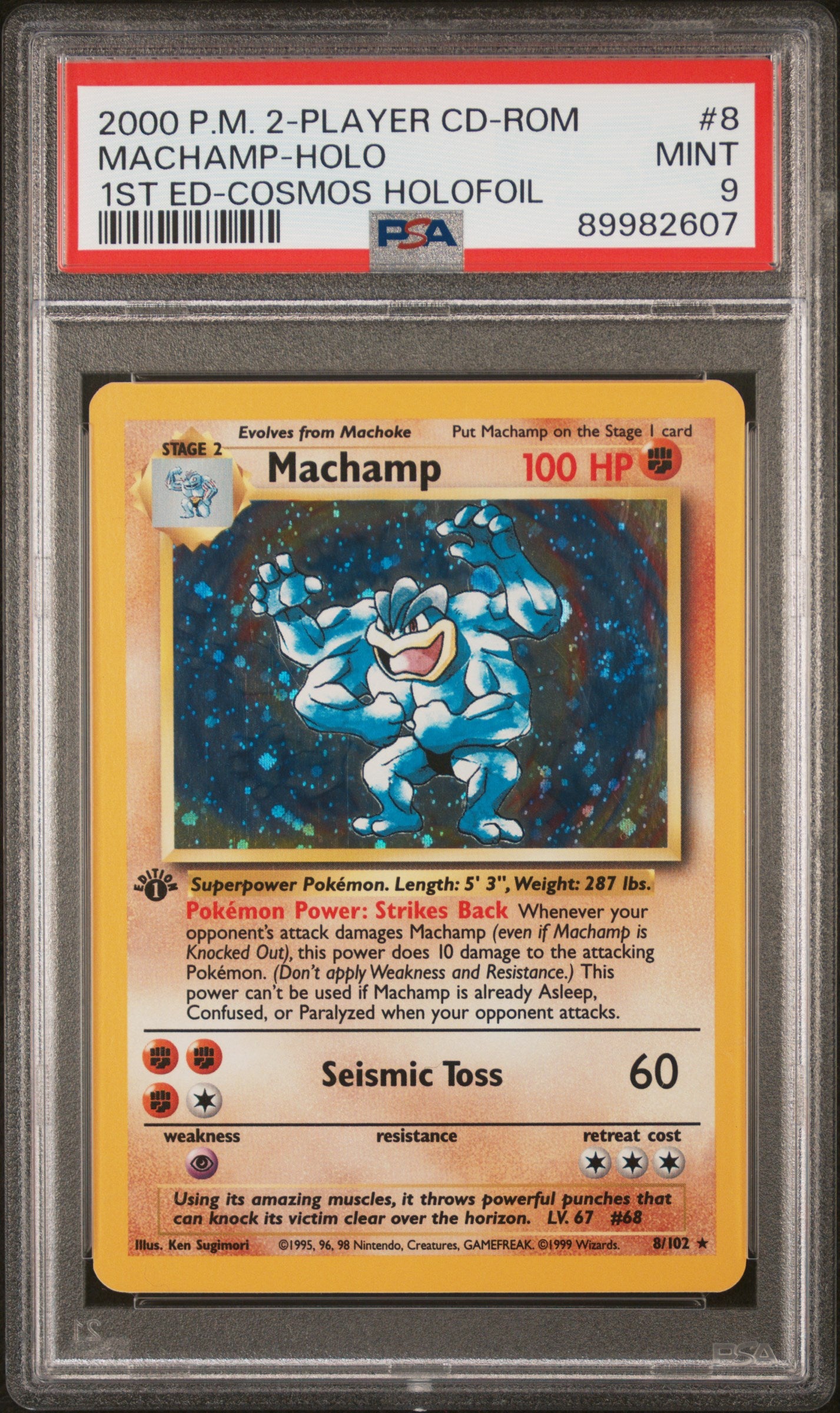 2000 Pokemon 2-Player Cd-Rom Starter Set Machamp Holo #8 PSA 9