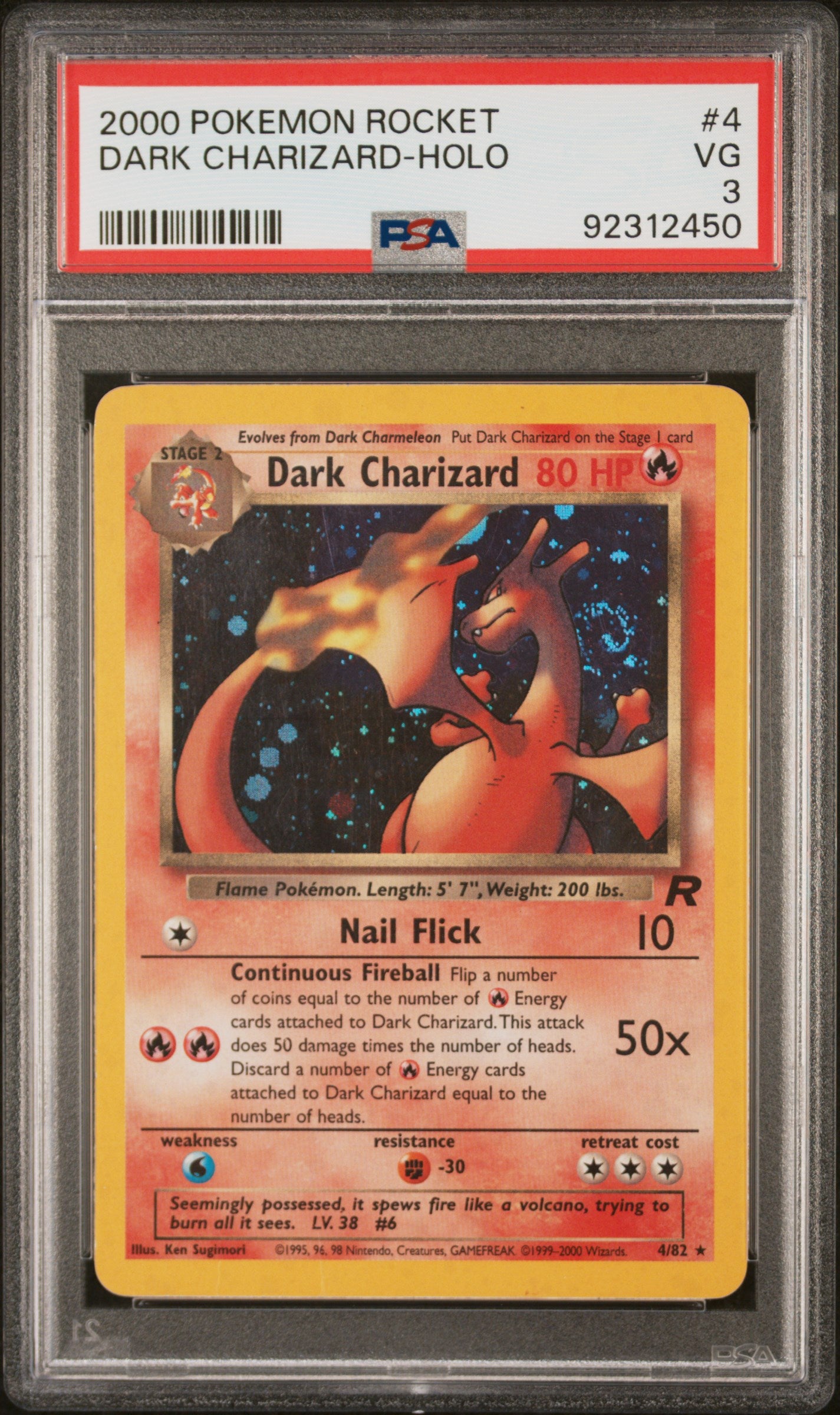 2000 Pokemon Rocket Dark Charizard Holo #4 PSA 3