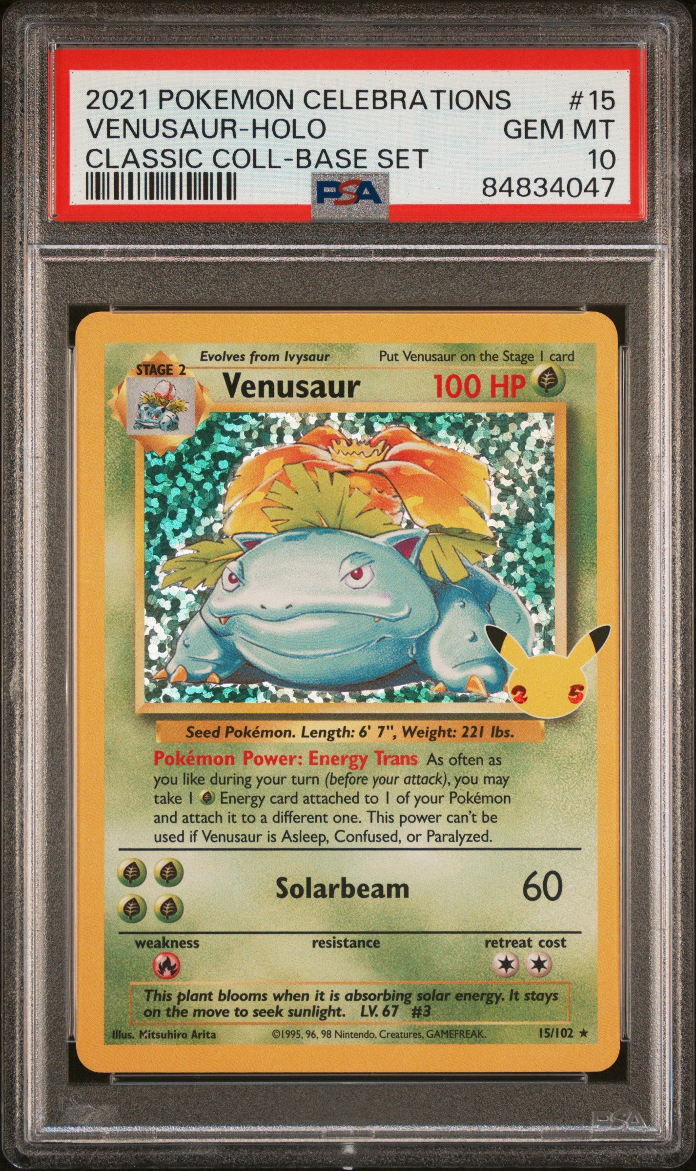 2021 Pokemon Celebrations Classic Collection Venusaur Holo #15 PSA 10