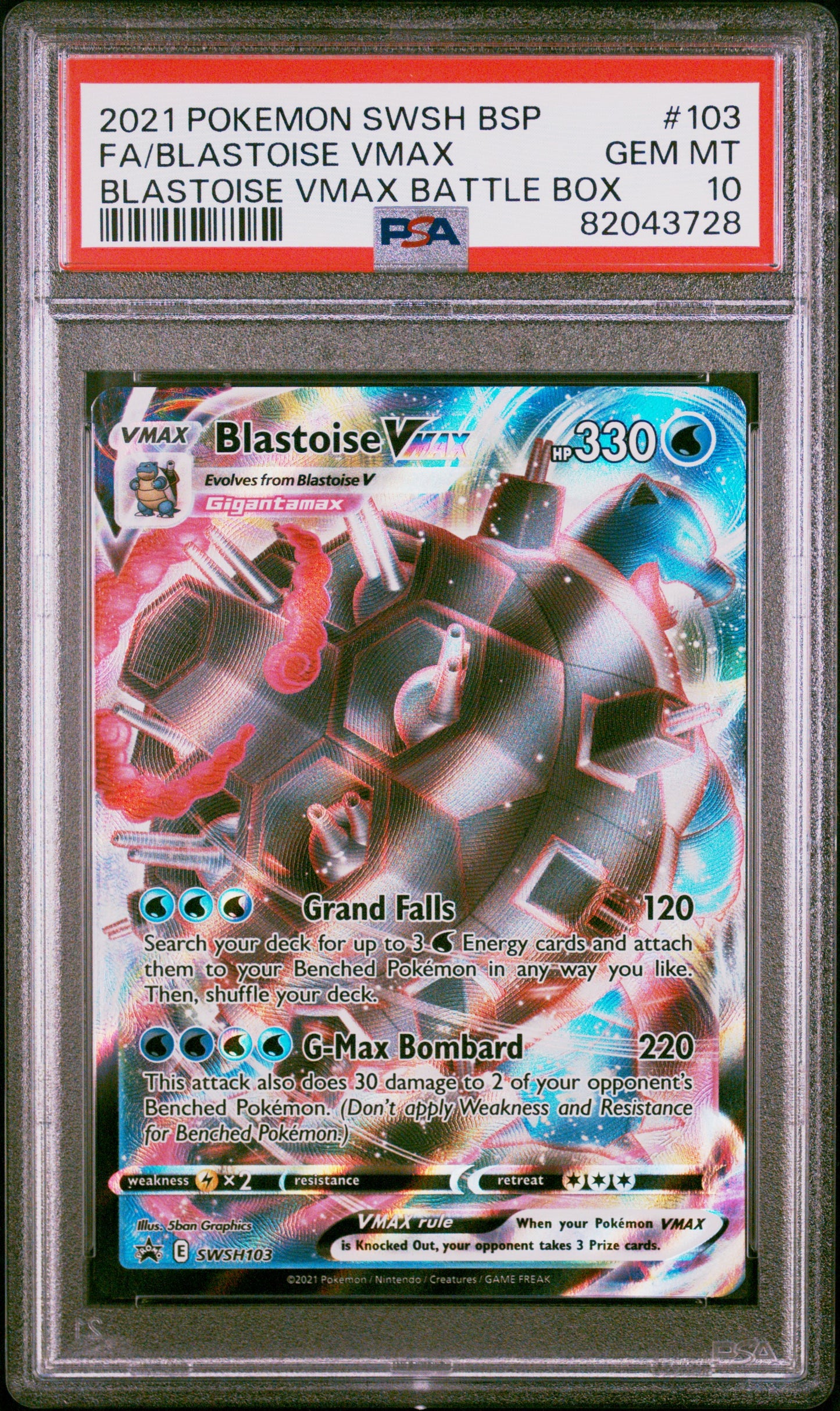 2021 Pokemon Swsh Black Star Promo Fa/Blastoise Vmax #103 PSA 10