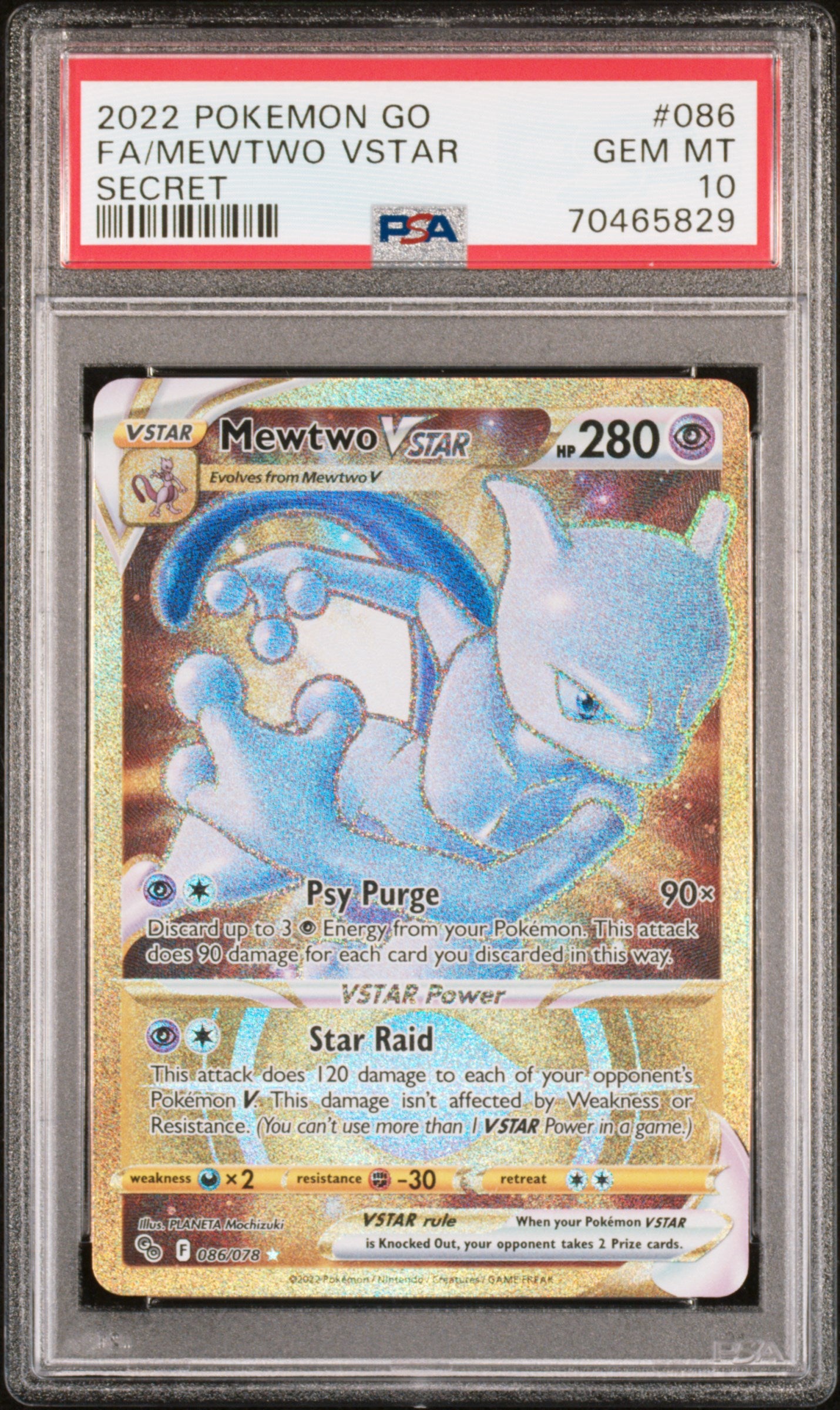 2022 Pokemon Go Fa/Mewtwo Vstar #086 PSA 10