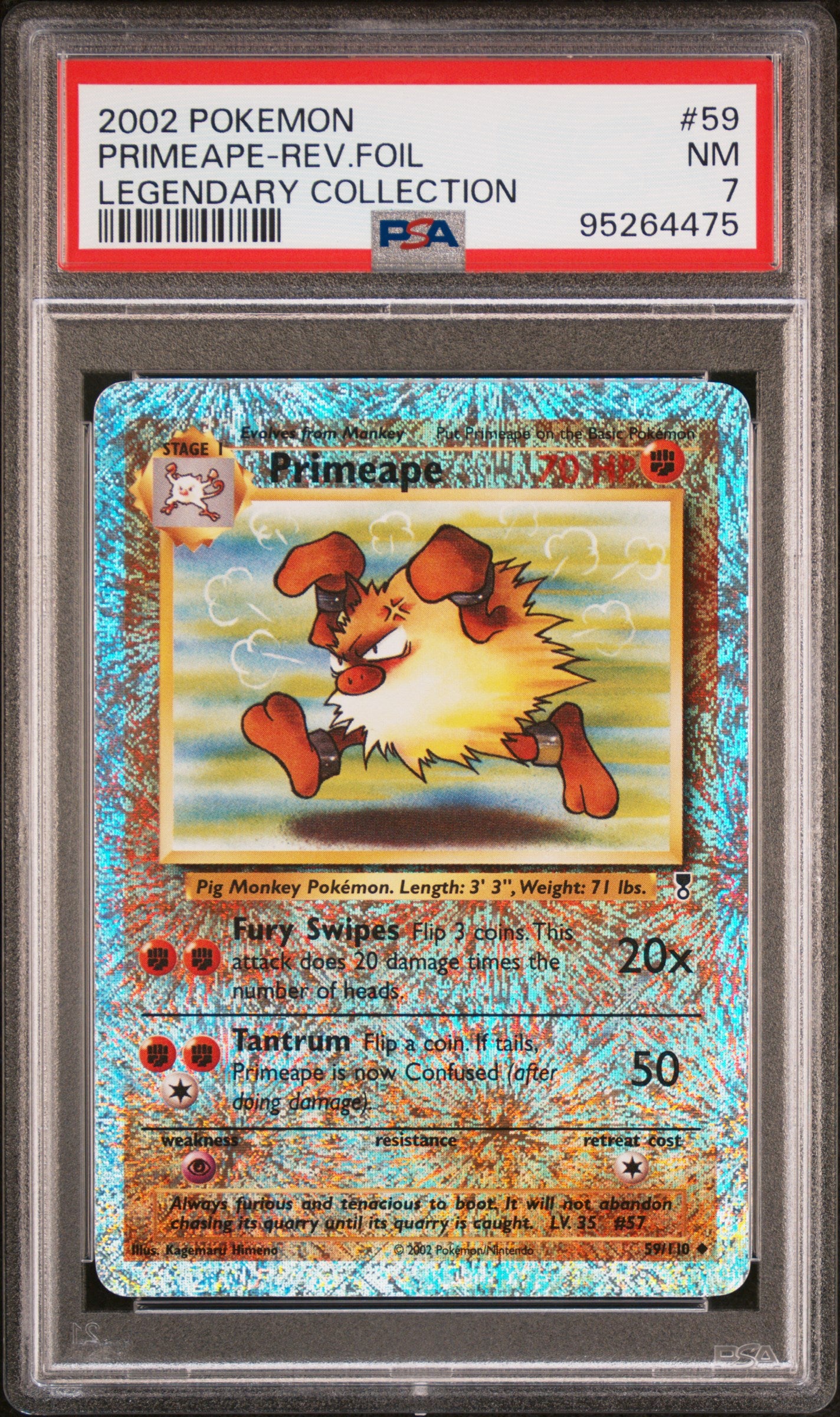 2002 Pokemon Legendary Collection Primeape Rev.Foil #59 PSA 7