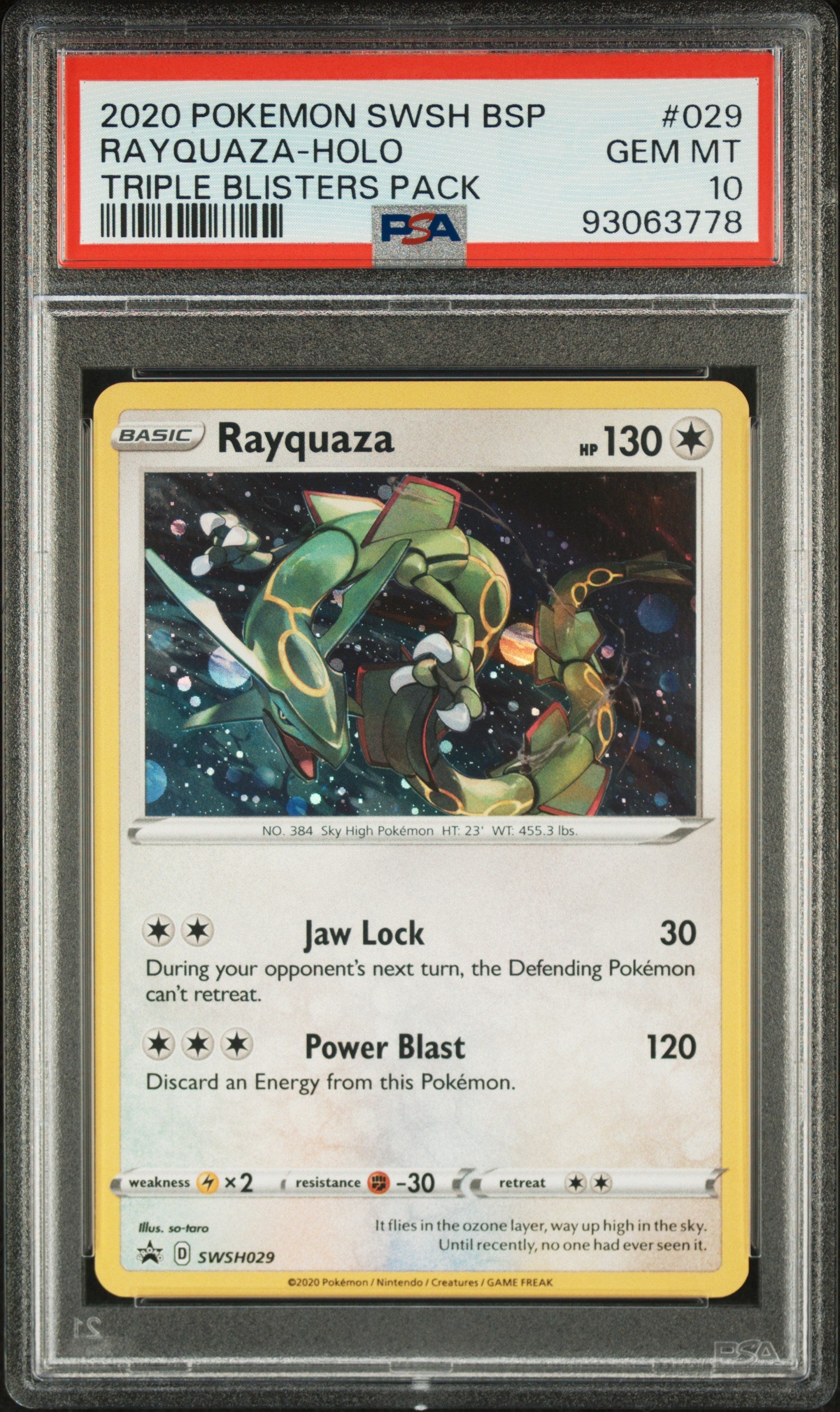 2020 Pokemon Swsh Black Star Promo Rayquaza Holo #029 PSA 10