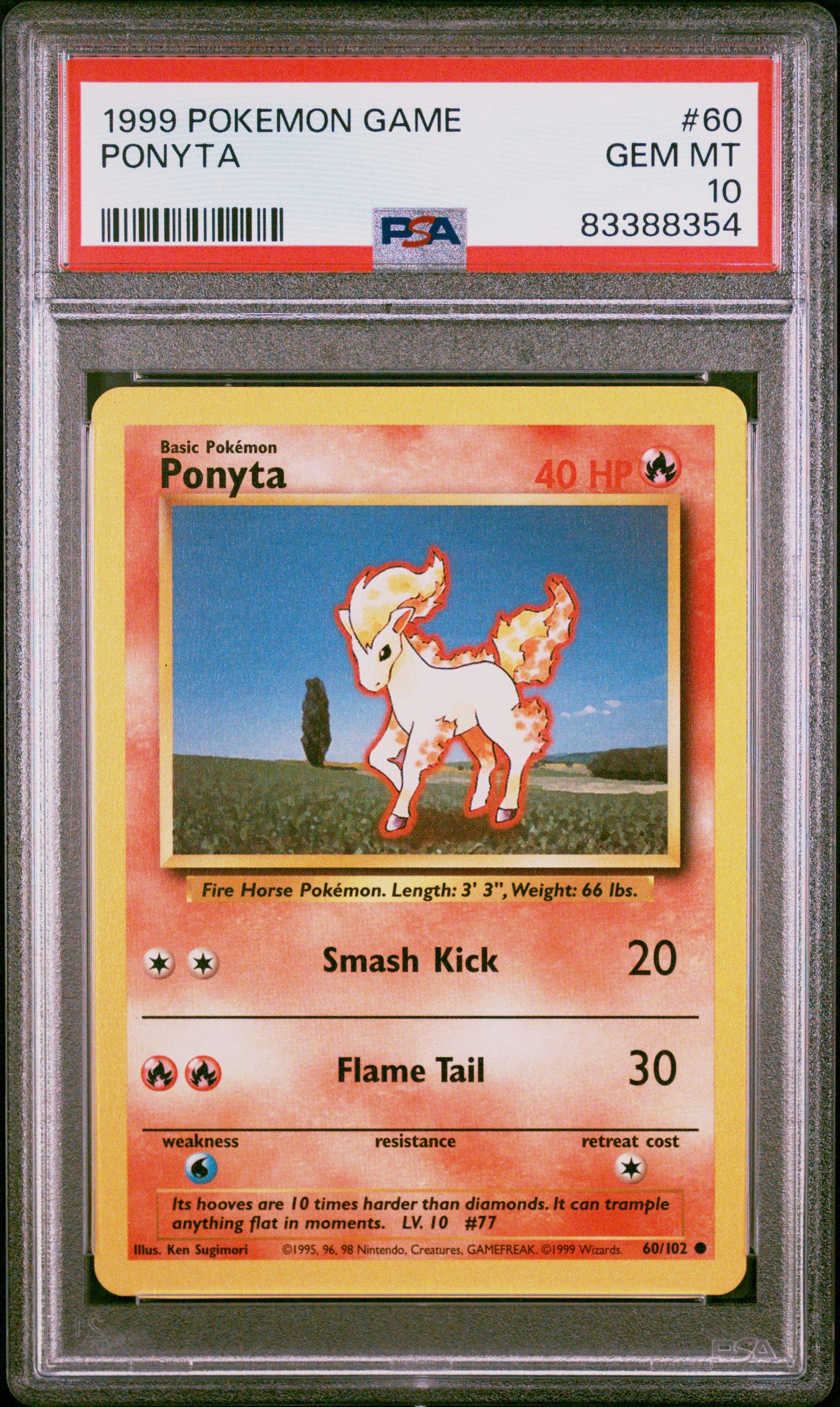 1999 Pokemon Game Ponyta #60 PSA 10