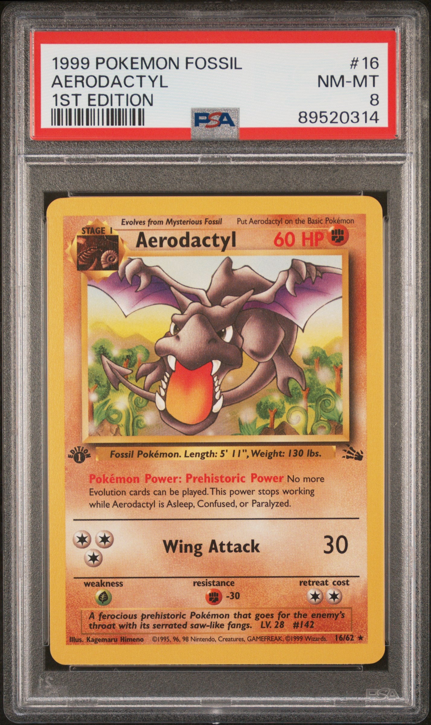 1999 Pokemon Fossil Aerodactyl #16 PSA 8