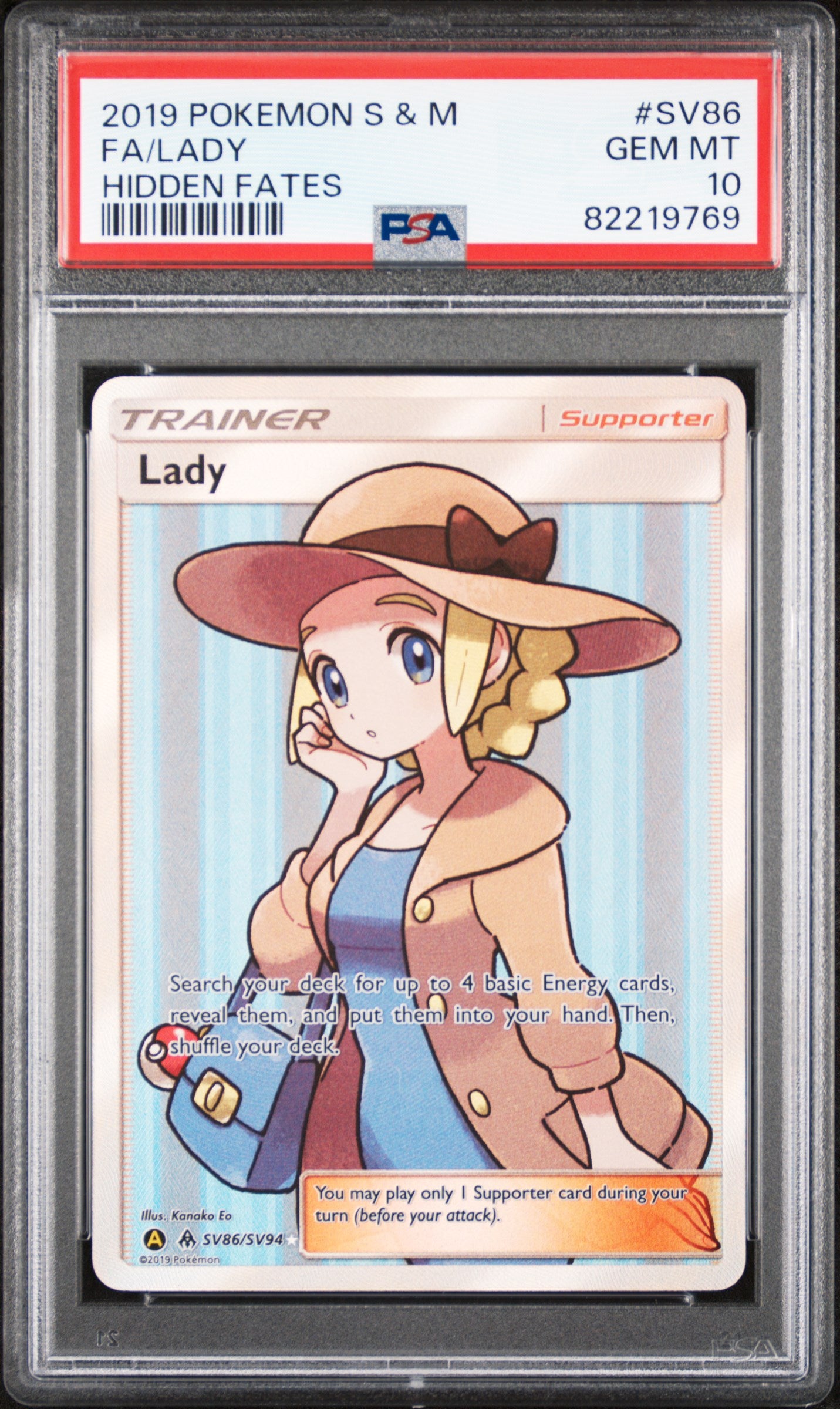 2019 Pokemon Sun & Moon Hidden Fates Fa/Lady #SV86 PSA 10