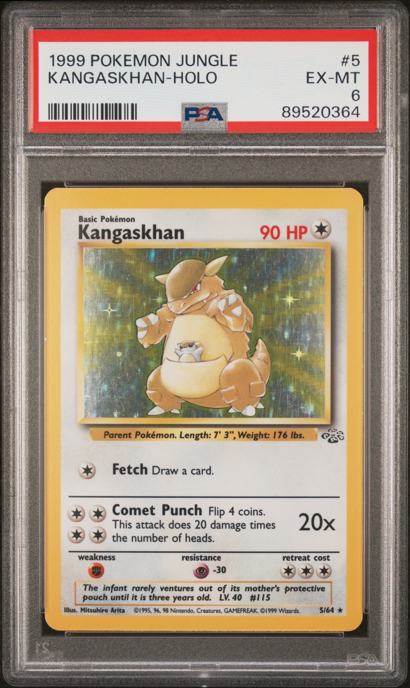 1999 Pokemon Jungle Kangaskhan Holo #5 PSA 6