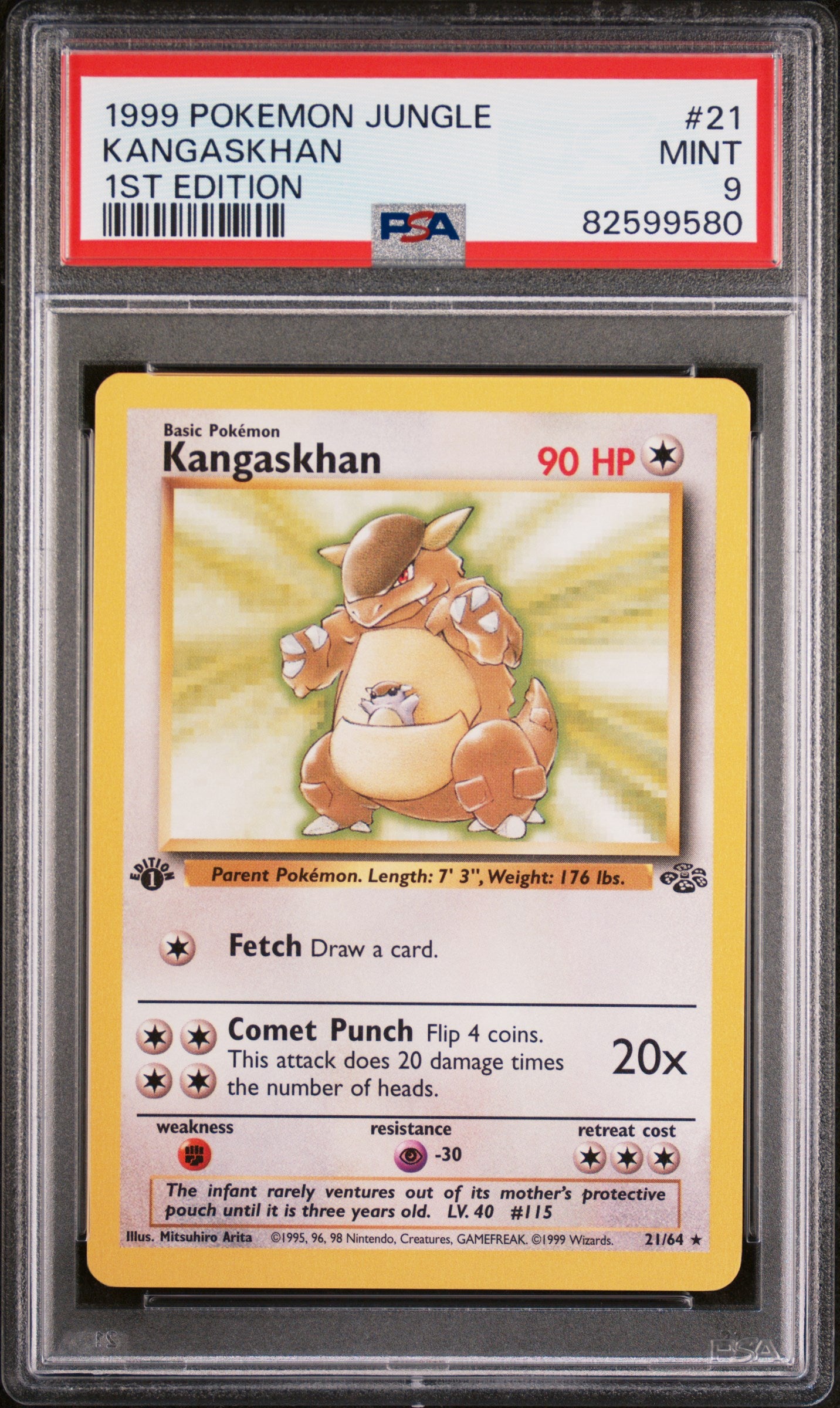 1999 Pokemon Jungle Kangaskhan #21 1st Edition PSA 9