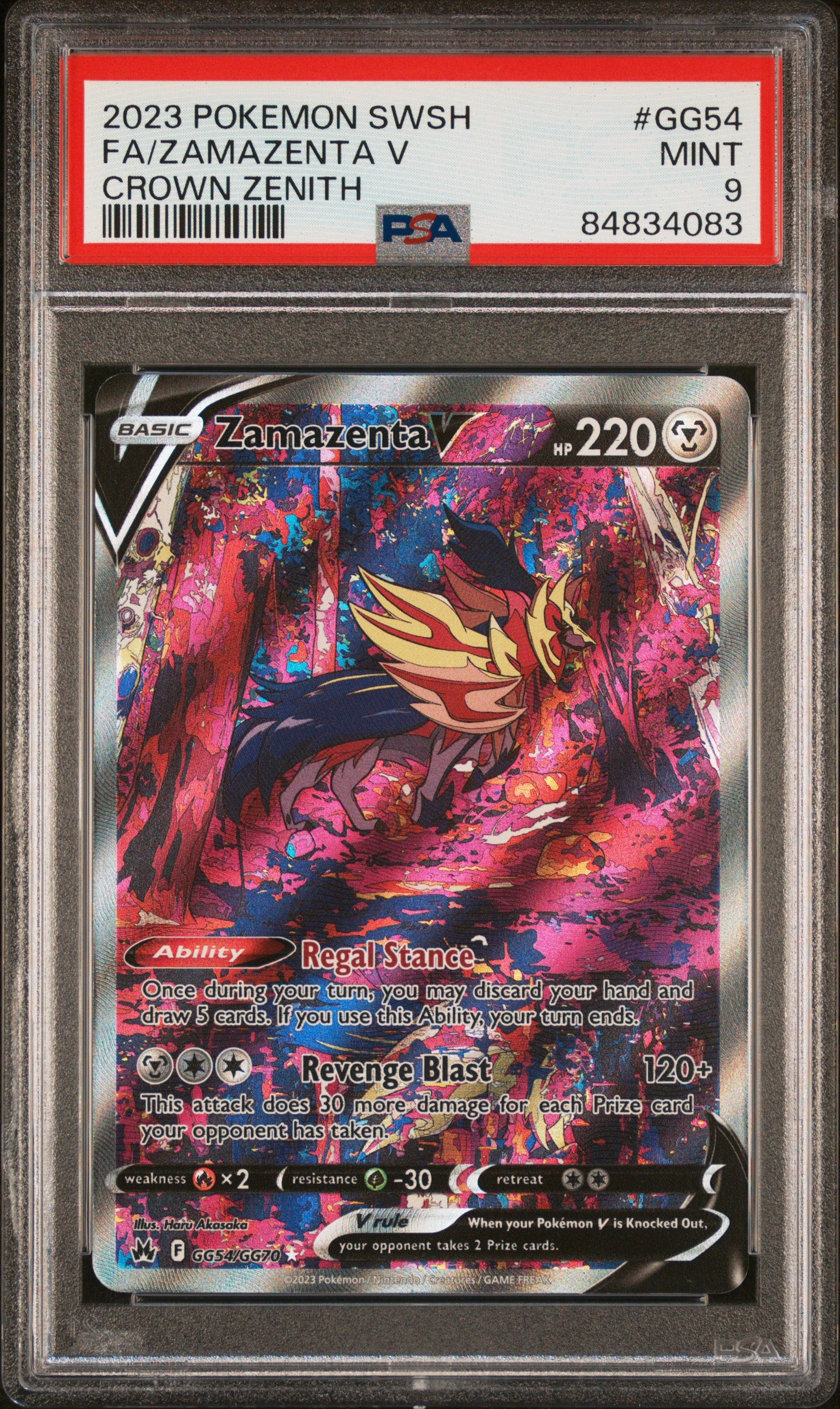 2023 Pokemon Sword And Shield Crown Zenith Fa/Zamazenta V #GG54 PSA 9