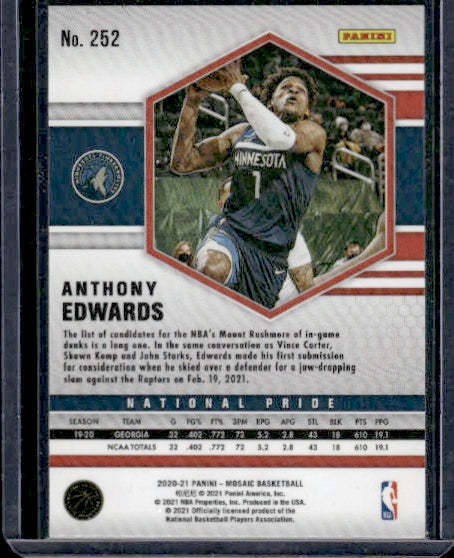 2020-21 Panini Mosaic #252 Anthony Edwards RC