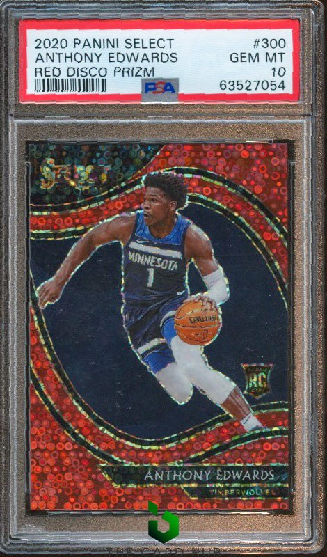 2020-21 Panini Select #300 Anthony Edwards Red Disco Prizms PSA 10 #/49 RC