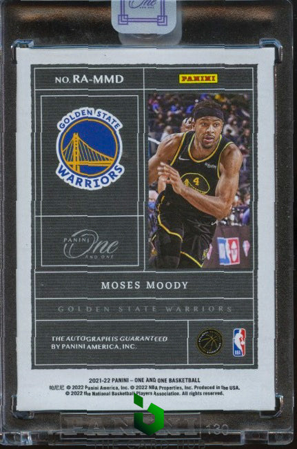 2021-22 Panini One and One #RA-MMD Moses Moody Rookie Autographs Gold RC