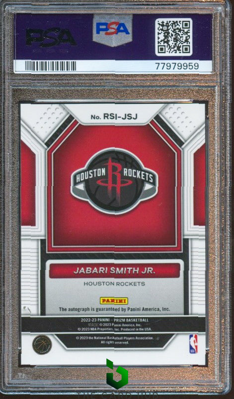 2022-23 Panini Prizm #RSI-JSJ Jabari Smith Jr. Rookie Signatures PSA 10 RC