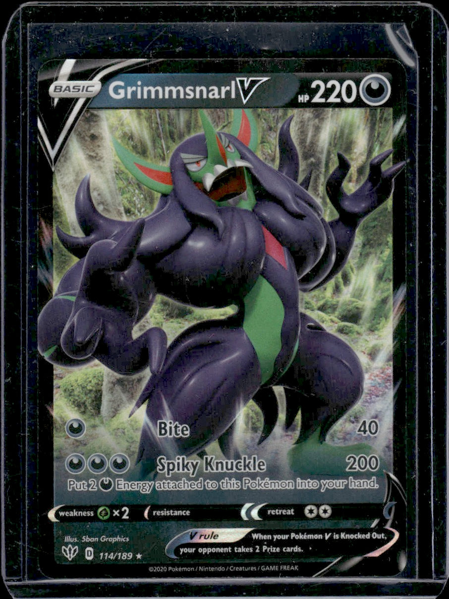 Grimmsnarl V SWSH03: Darkness Ablaze #114/189 Ultra Rare The Card Hub Grimmsnarl V SWSH03: Darkness Ablaze #114/189 Ultra Rare The Card Hub