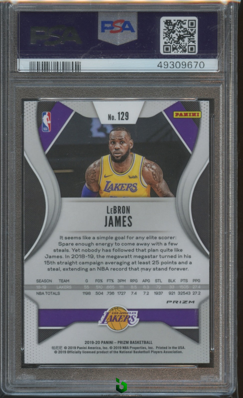 2019 Panini Prizm #129 Lebron James Pink Ice PSA 10