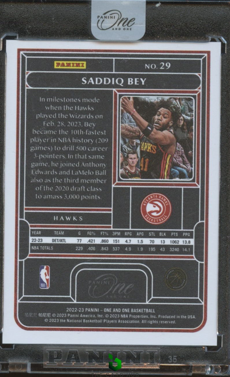 2022-23 Panini One and One: Blue #29 Saddiq Bey #/40