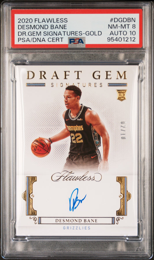 2020 Panini Flawless Draft Gem Signatures #DGDBN Desmond Bane Gold PSA 8