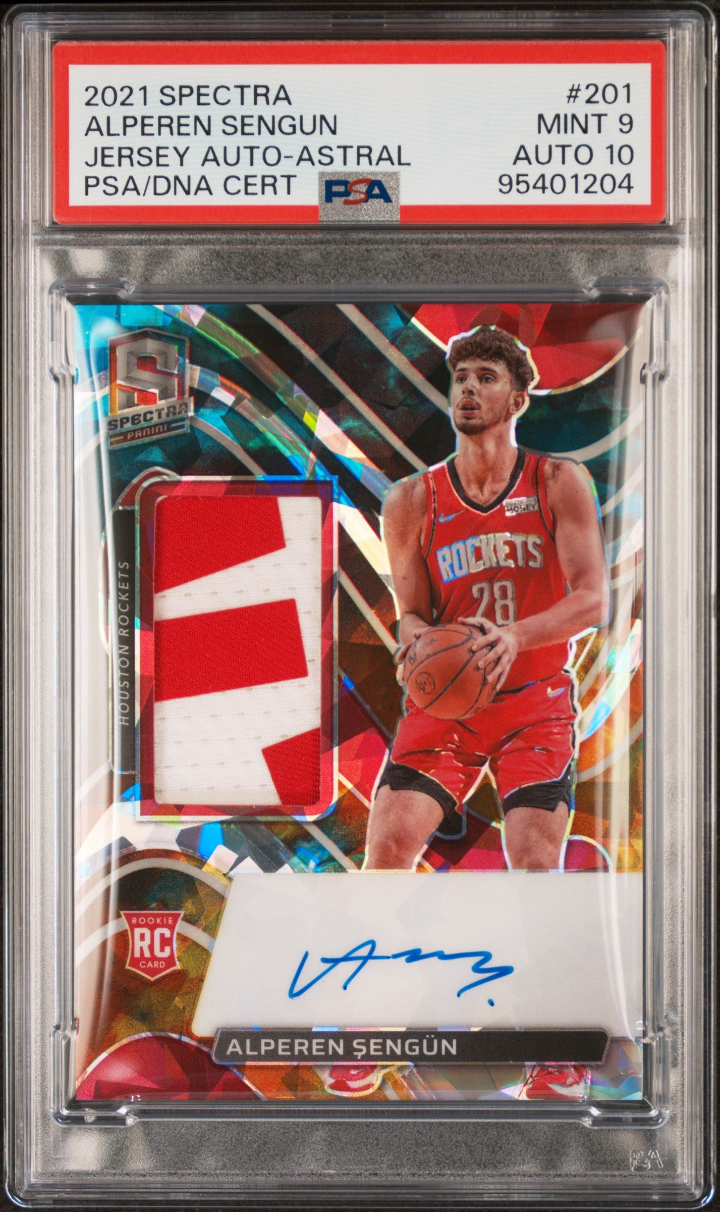 2021 Panini Spectra #201 Alperen Sengun Jersey Auto-Astral PSA 9