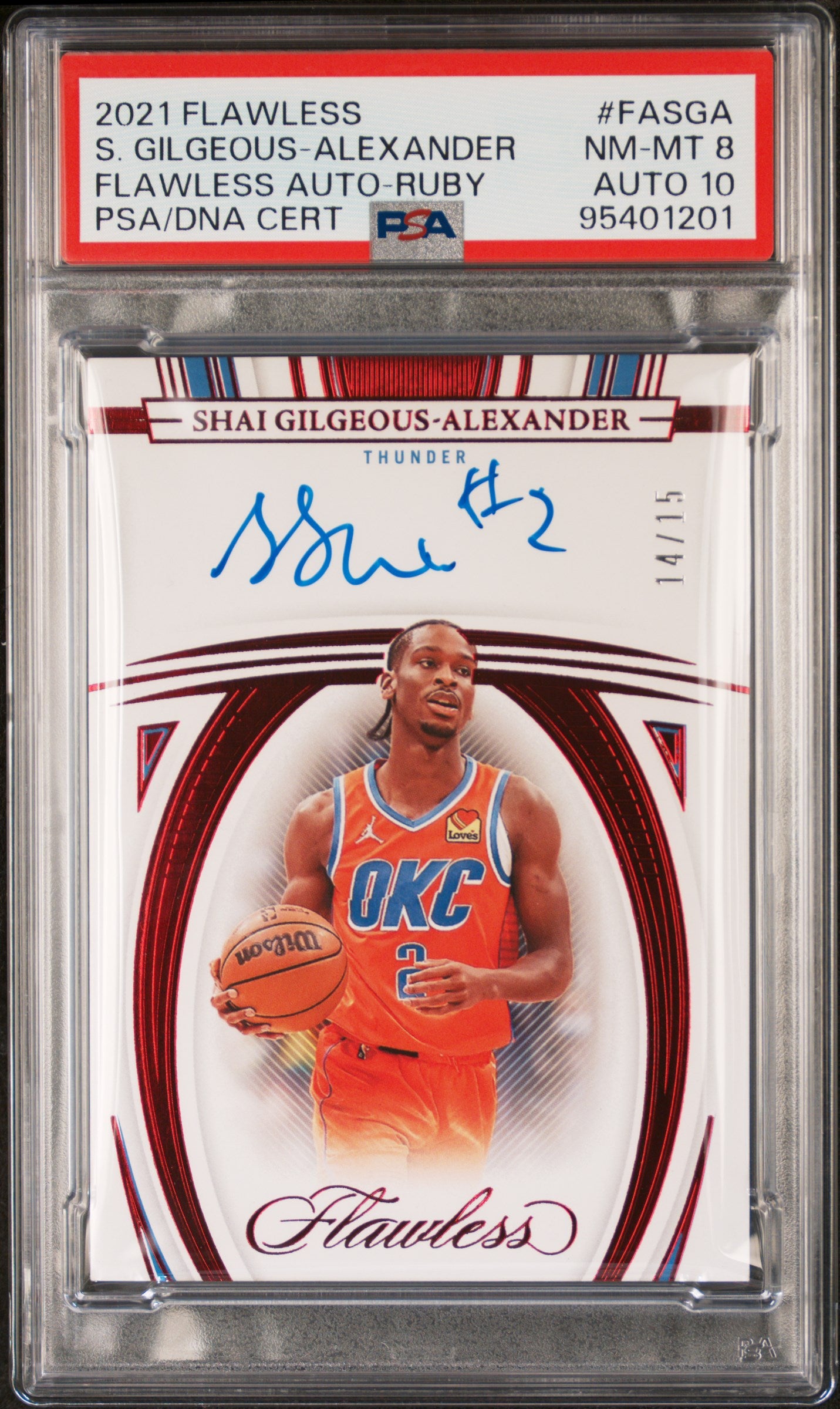 2021 Panini Flawless Flawless Auto #FASGA Shai Gilgeous-Alexander Ruby PSA 8