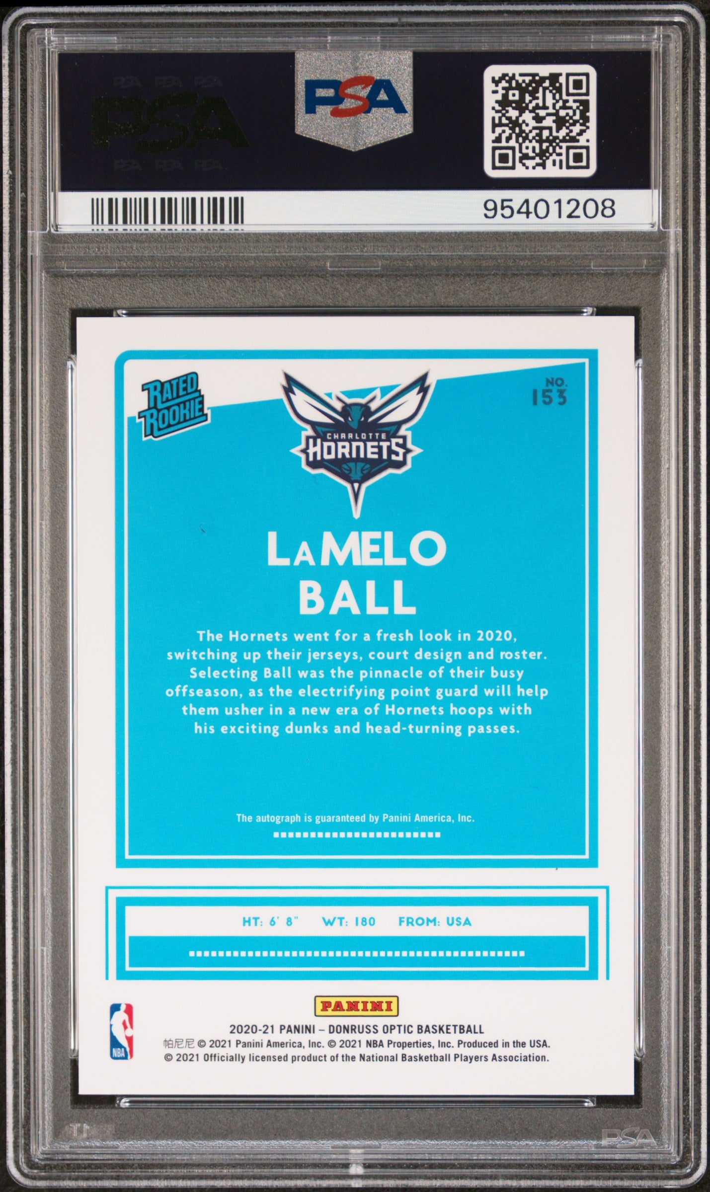 2020 Panini Donruss Optic #153 Lamelo Ball Autograph PSA 9