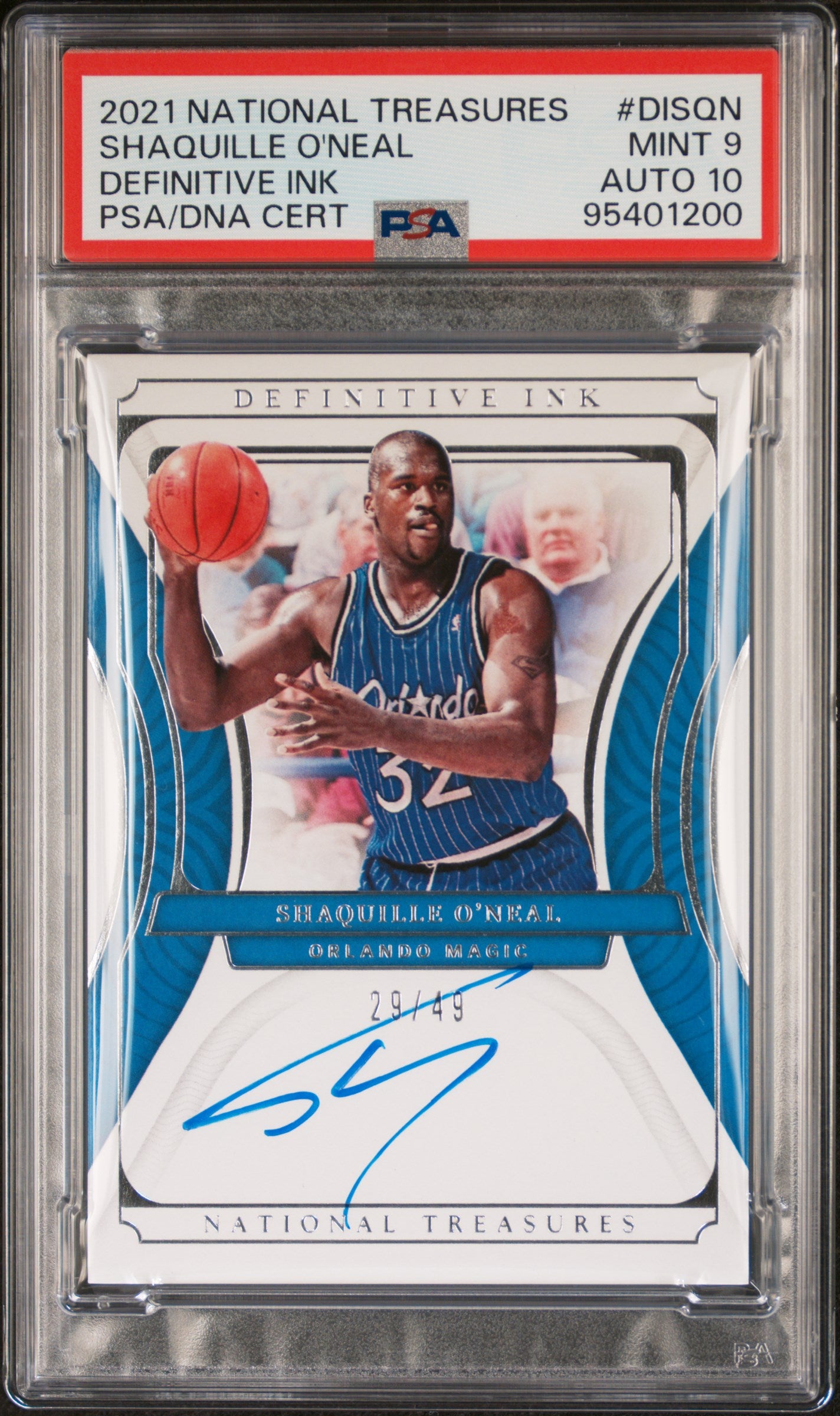 2021 Panini National Treasures Definitive Ink #DISQN Shaquille O'Neal PSA 9