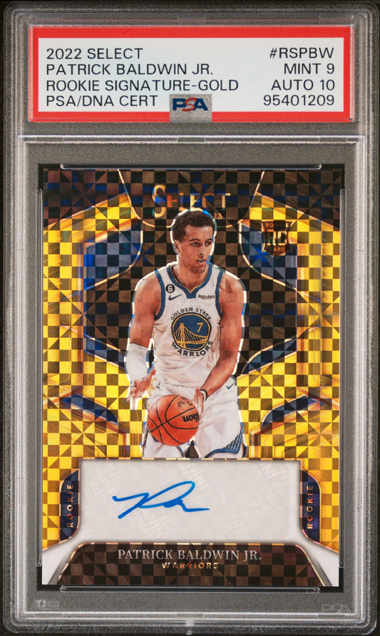 2022 Panini Select Rookie Signatures #RSPBW Patrick Baldwin Jr. Gold PSA 9