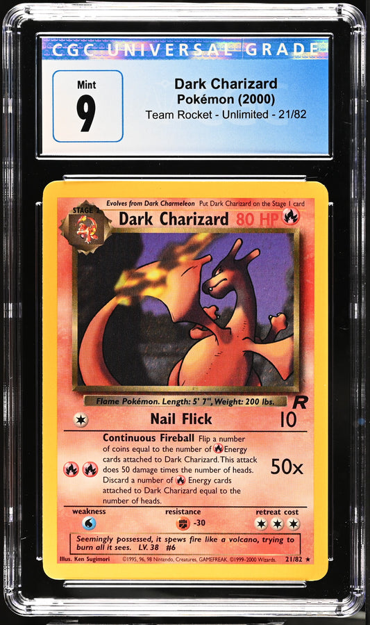 2000 Team Rocket - Unlimited Dark Charizard #21/82 Rare CGC 9