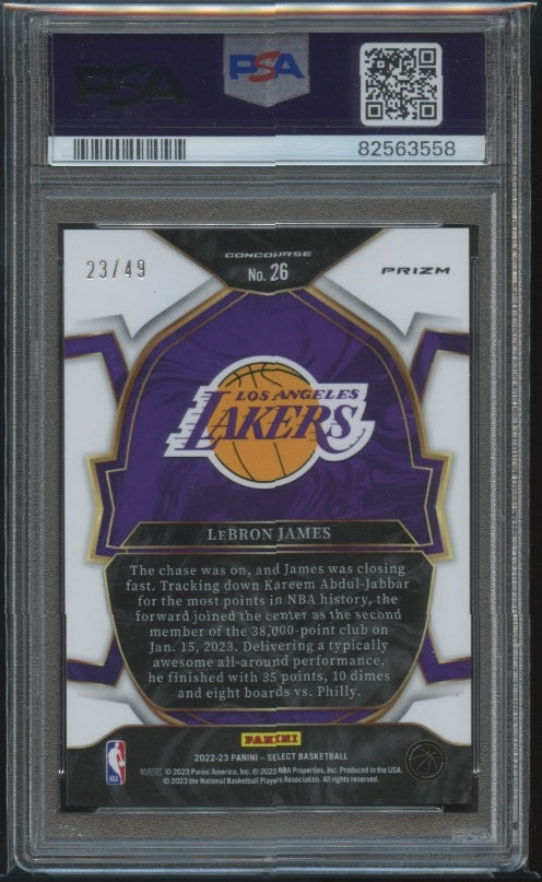 2022-23 Panini Select #26 LeBron James Copper Plaid Prizms PSA 10 #/49