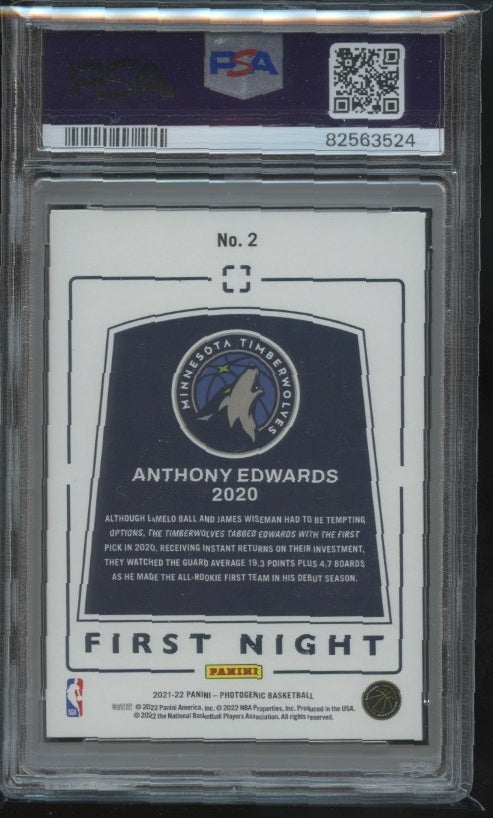 2021-22 Panini Photogenic #2 Anthony Edwards First Night Gold PSA 10 #/10