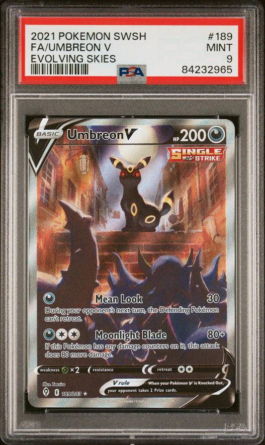 2021 Pokemon Sword & Shield Evolving Skies #189 Fa/Umbreon V PSA 9