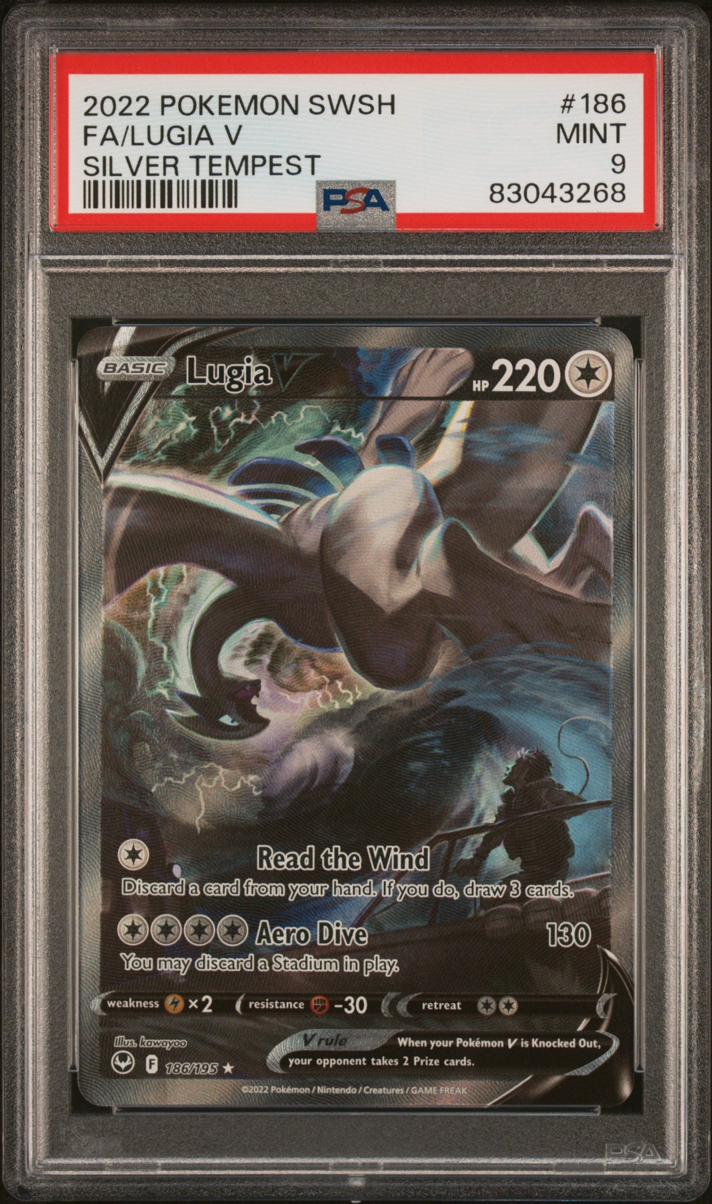 2022 Pokemon Sword & Shield Silver Tempest Fa/Lugia V #186 PSA 9