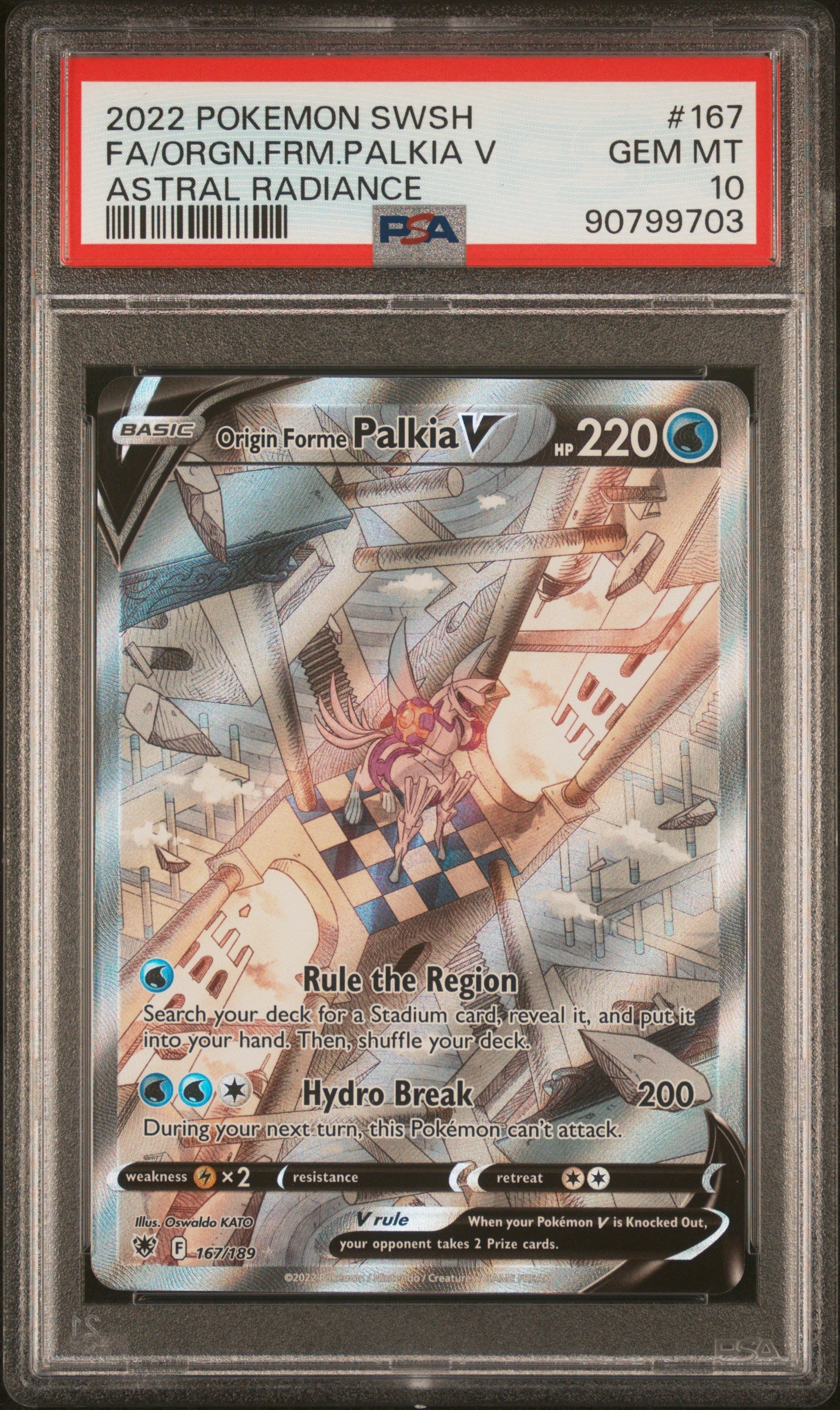 2022 Pokemon Sword & Shield Astral Radiance Fa/Orgn.Frm.Palkia V #167 PSA 10