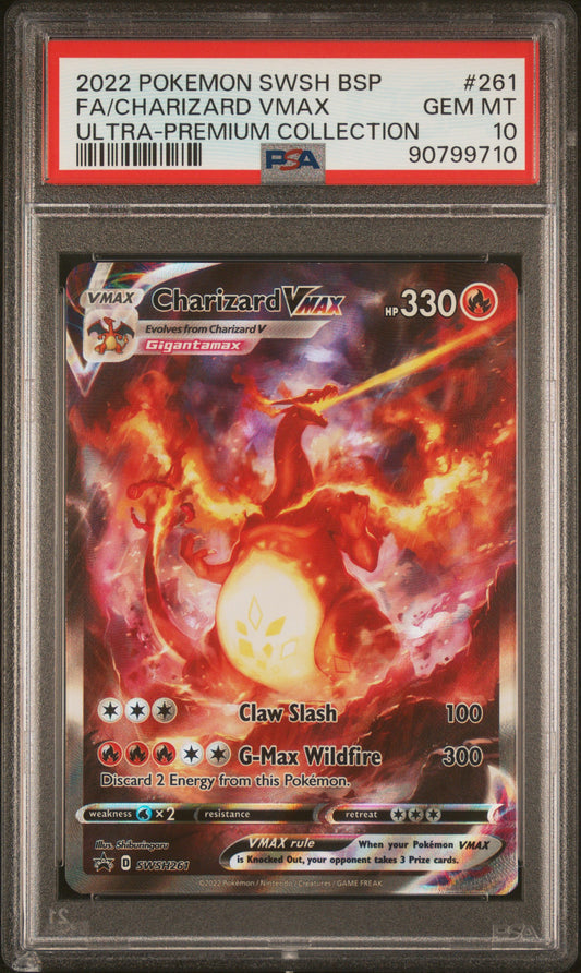2022 Pokemon Swsh Black Star Promo Fa/Charizard Vmax #261 PSA 10