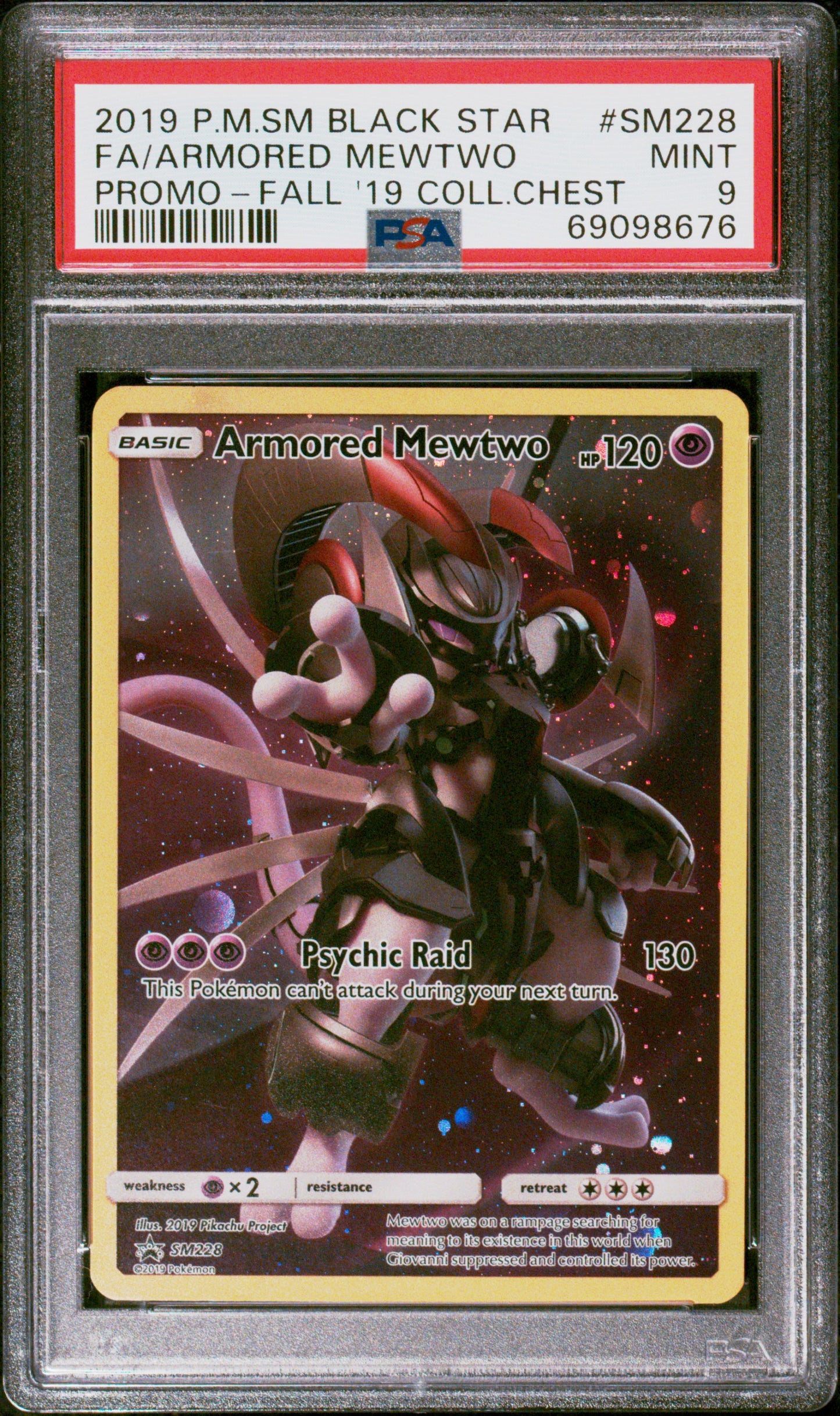 2019 Pokemon Sm Black Star Promo Fa/Armored Mewtwo #SM228 PSA 9