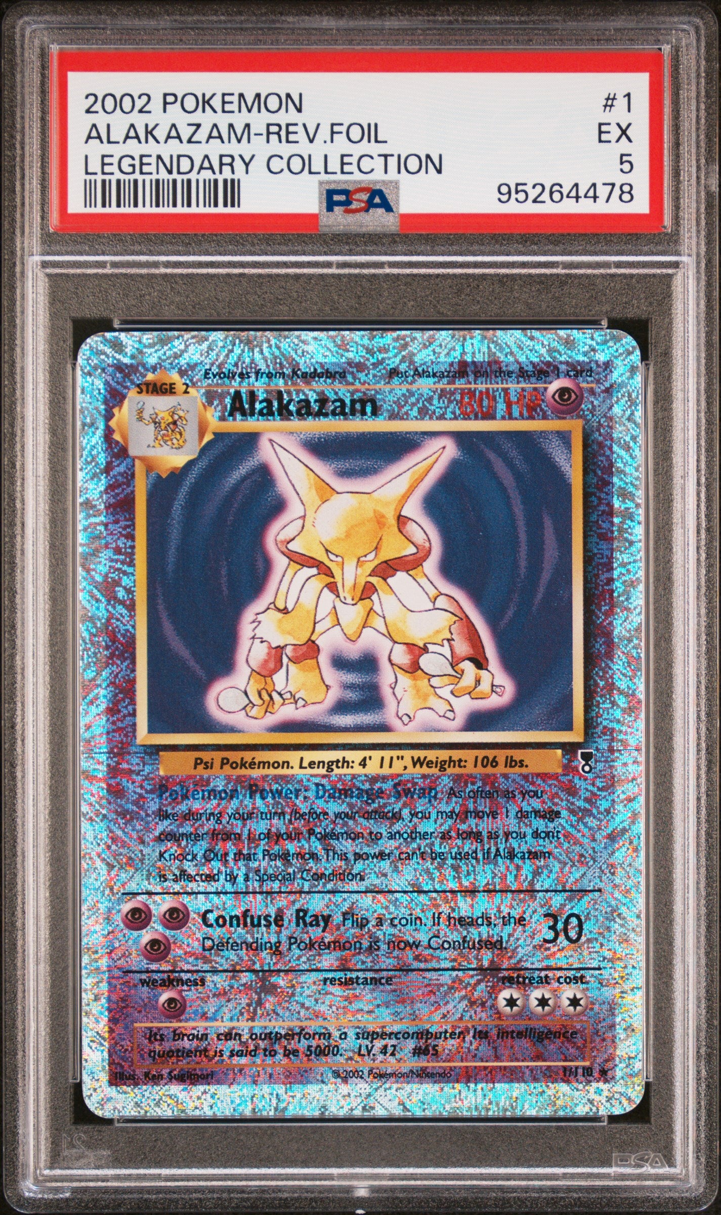 2002 Pokemon Legendary Collection Alakazam Rev.Foil #1 PSA 5