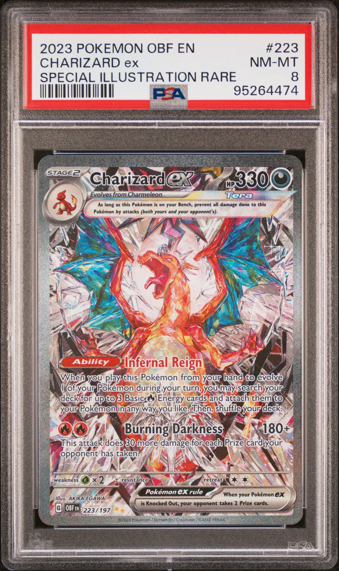 2023 Pokemon Obf En-Obsidian Flames Charizard Ex #223 PSA 8