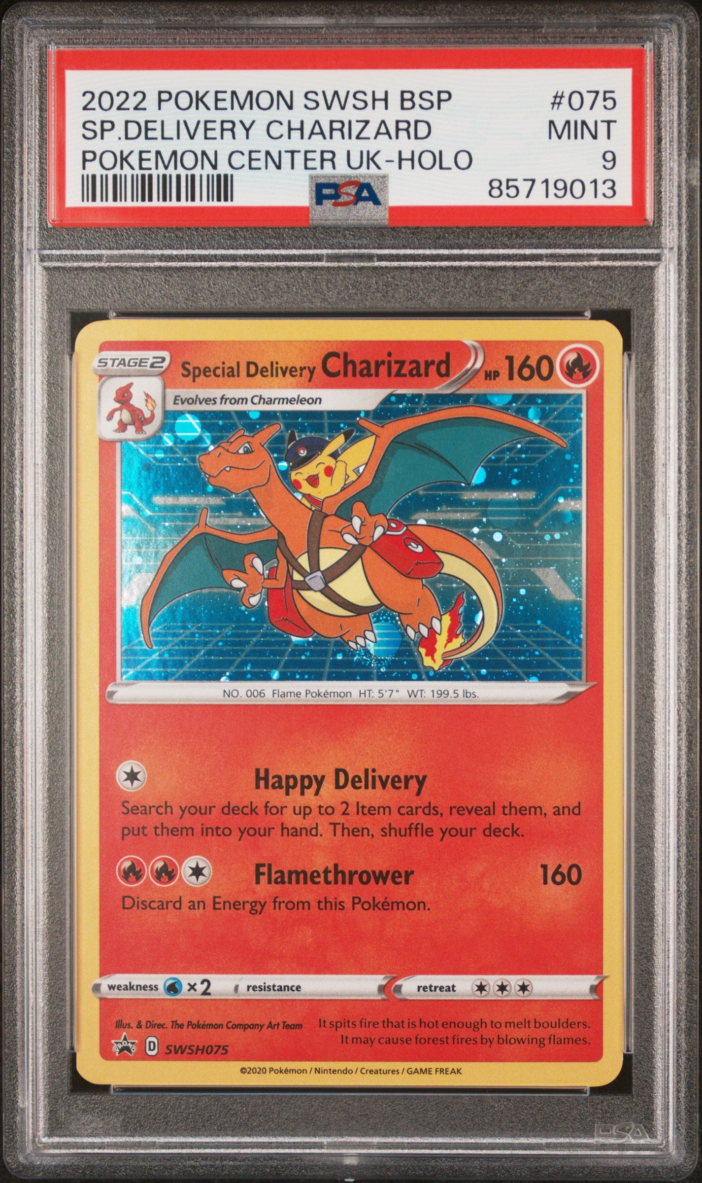 2022 Pokemon Swsh Black Star Promo Sp.Delivery Charizard #075 PSA 9