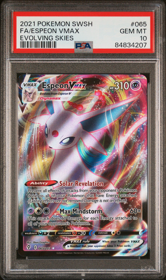 2021 Pokemon Sword & Shield Evolving Skies Fa/Espeon Vmax #065 PSA 10